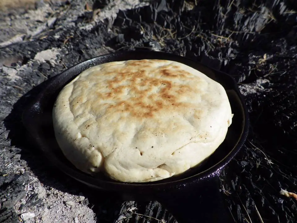 Bannock bread in a frying pan