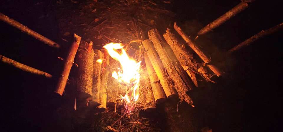 FIRE IN LOG RAMP