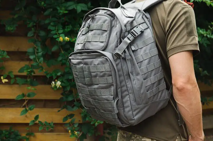 Man Wearing a Tactical Backpack