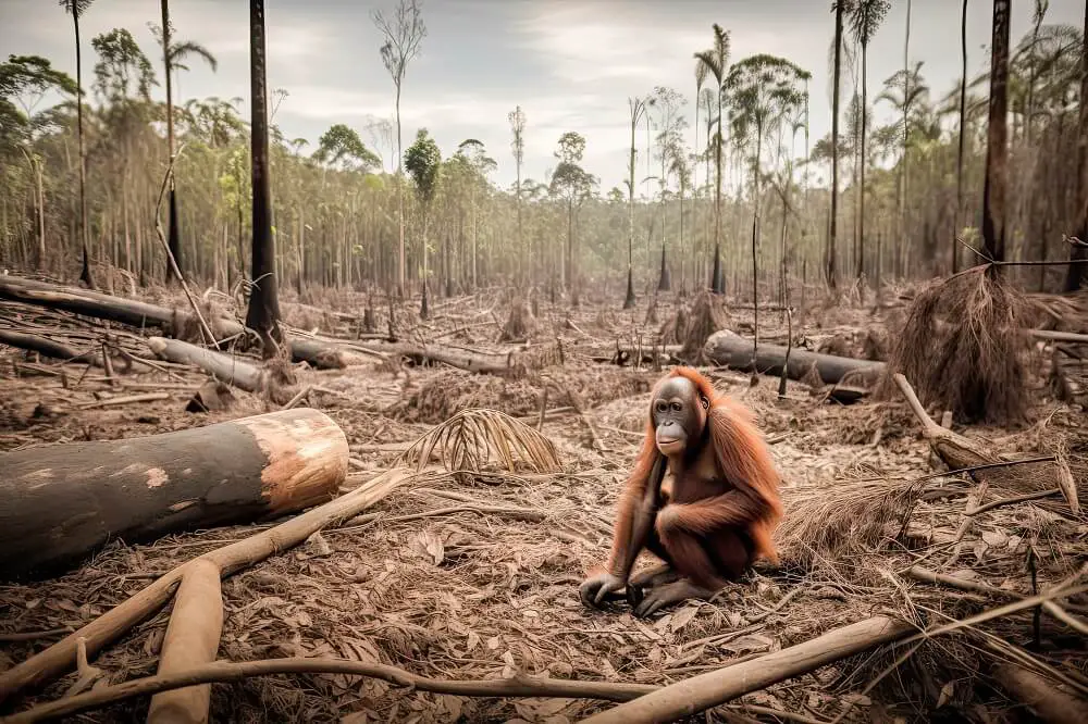Orangutan Homeless After Deforestation